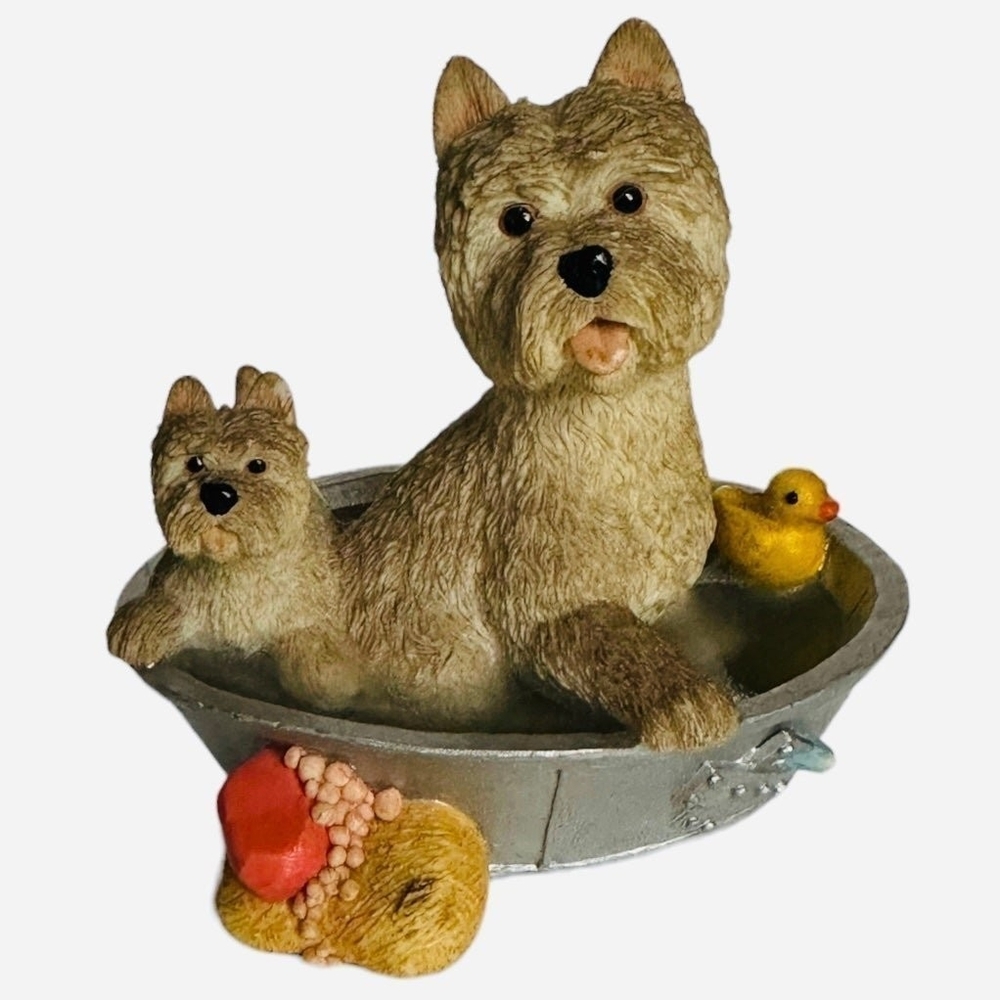 Dog Mate Cute Puppies Figurine Two Bathing Peakdale Puppies Sculpture Dog Statue